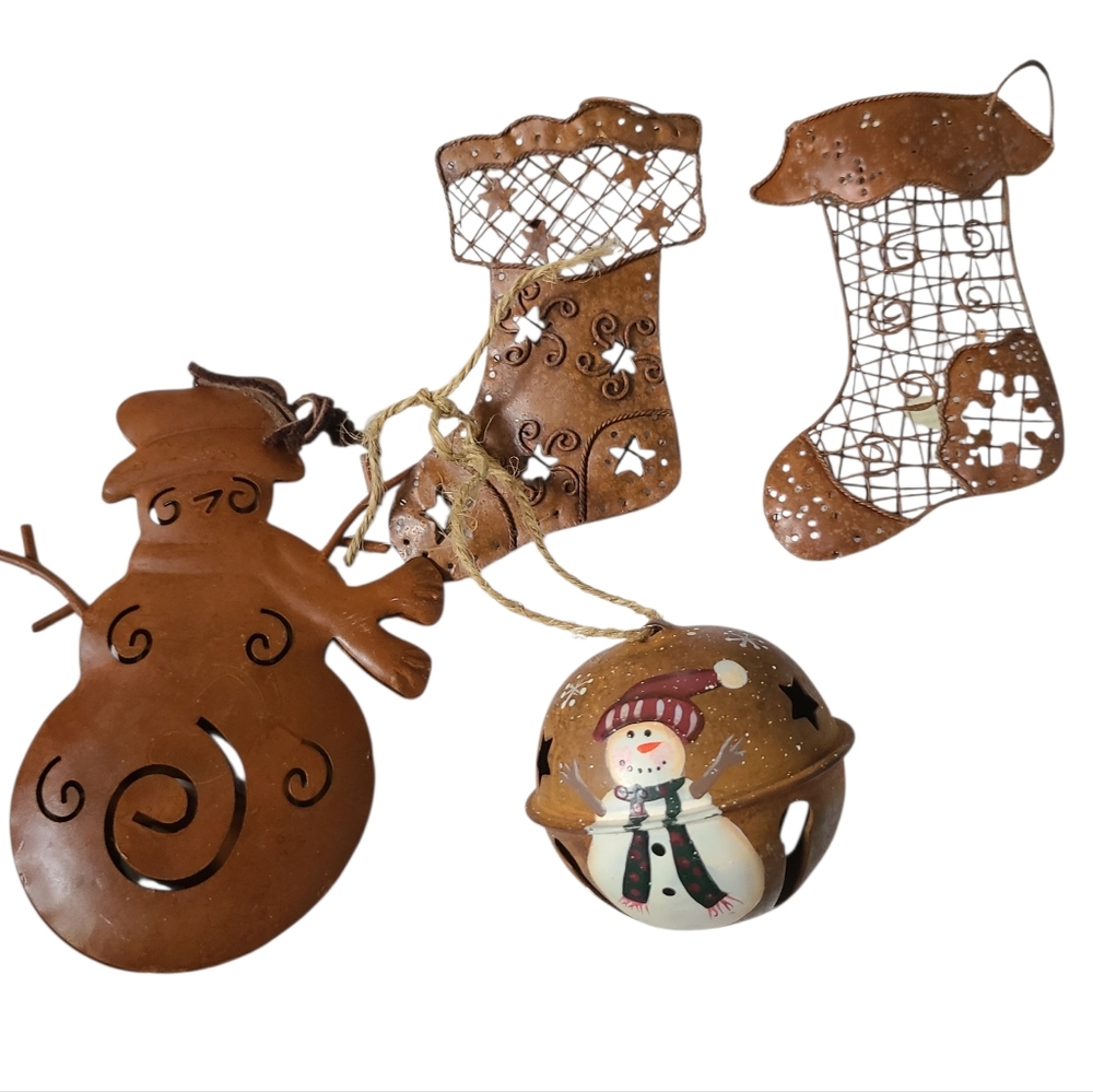 Tree‎ Ornament Set Of Four Bronze Sculpture Look